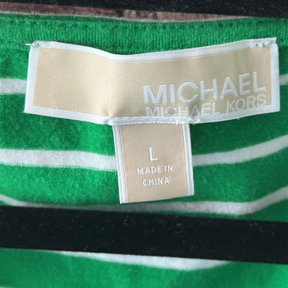 Michael Kors Green Ruched Cap Sleeve Muscle Tee size women’s large